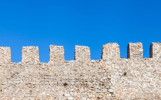 The ramparts of Alanya Castle in southern Turkey.  The medieval castle dates back to the 13th century.