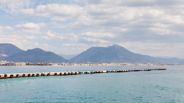 The view towards East Beach in the resort town of Alanya, Turkey.