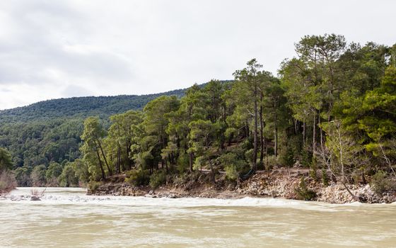 A view across Kopru River.  The river flows through Koprulu Canyon and is part of a National Park in the province of Antalya, south western Turkey.