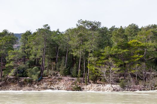 A view across Kopru River.  The river flows through Koprulu Canyon and is part of a National Park in the province of Antalya, south western Turkey.