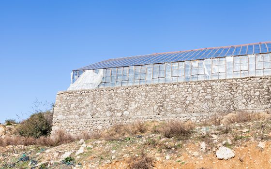 An industrial greenhouse on a farm in Turkler in the province of Alanya, southern Turkey.