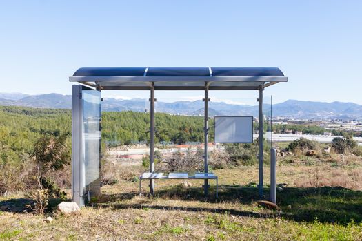 A rural bus stop in Turkler in the province of Alanya, southern Turkey.