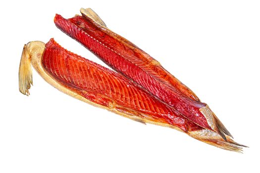 Smoked red fish on an isolated studio background