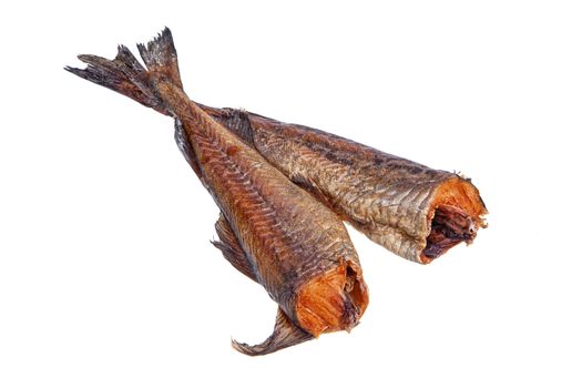 Smoked red fish on an isolated studio background