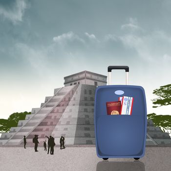 illustration of guided tour to the Chichén Itzá pyramid