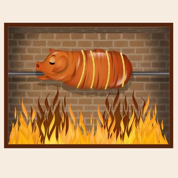 funny illustration of roast pork