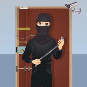 illustration of thief with crowbar