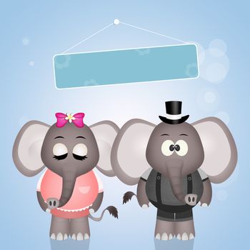 illustration of wedding of elephants
