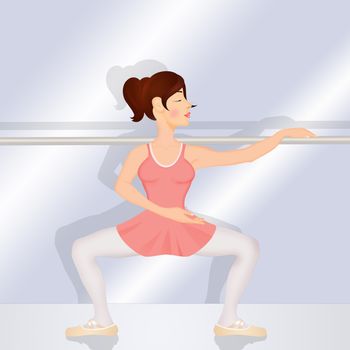 illustration of girl grand plie position