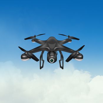 illustration of the drone in the blue sky