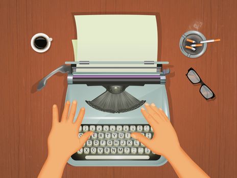 illustration of write with the typewriter