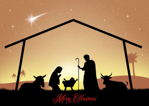 illustration of Christmas Nativity scene