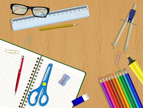 illustration of school items