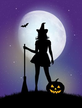 illustration of witch girl of halloween
