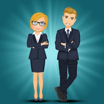 illustration of businessman and business woman