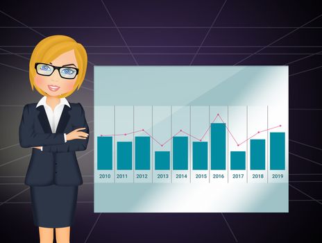 illustration of successful woman in business