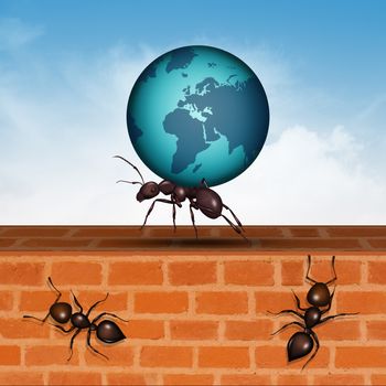 illustration of concept of ants strength