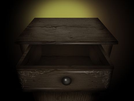 illustration of open drawer