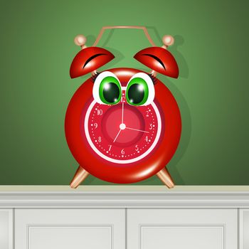 illustration of alarm clock with funny face