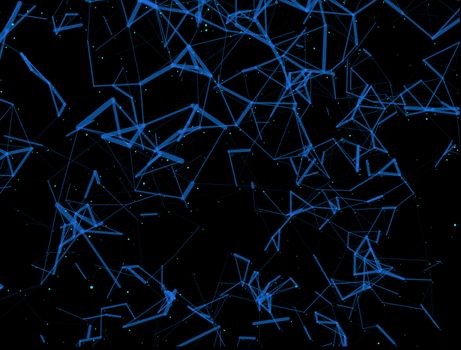 Abstract dark background with blue lines and dots