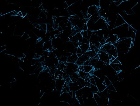 Abstract dark background with blue lines and dots