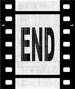 A strip of film with the text End