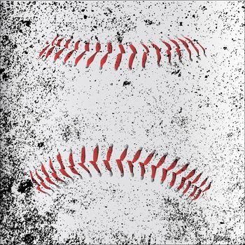 Red Baseball Stitches beneath a grunge layer