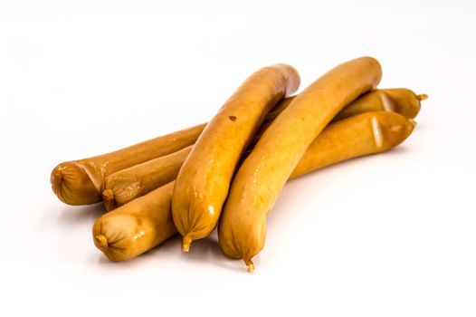 Fresh viennese sausage on a white background