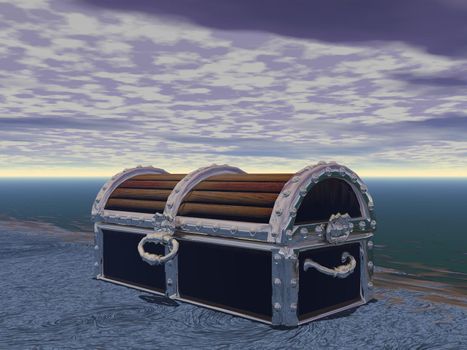 lost box in the middle of the sea and sky - 3d rendering