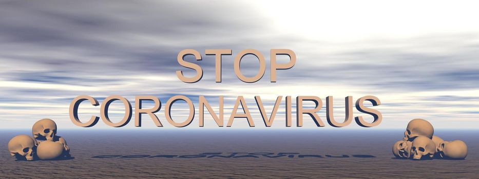 stop coronavirus and sky clouds - 3d rendering