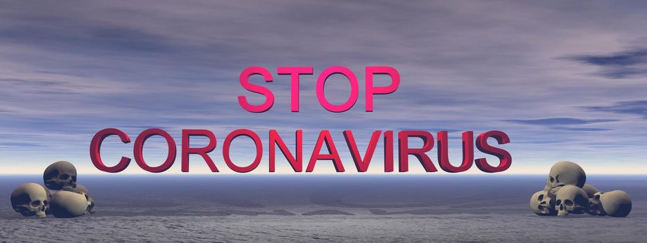 stop coronavirus and sky clouds - 3d rendering