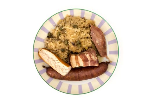 Central and Eastern European cuisine sauerkraut - riesling sauerkraut with bacon and sausages