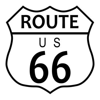 Route 66 traffic sign over a white background and the legend ROUTE US 66