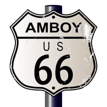 Amboy Route 66 traffic sign over a white background and the legend ROUTE US 66