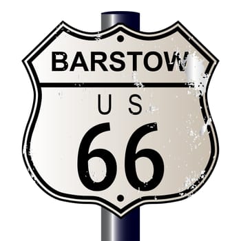 Barstow Route 66 traffic sign over a white background and the legend ROUTE US 66