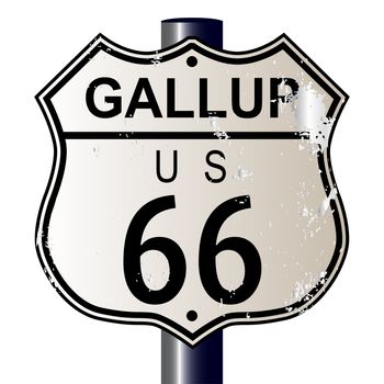 Gallup Route 66 traffic sign over a white background and the legend ROUTE US 66