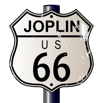 Joplin Route 66 traffic sign over a white background and the legend ROUTE US 66