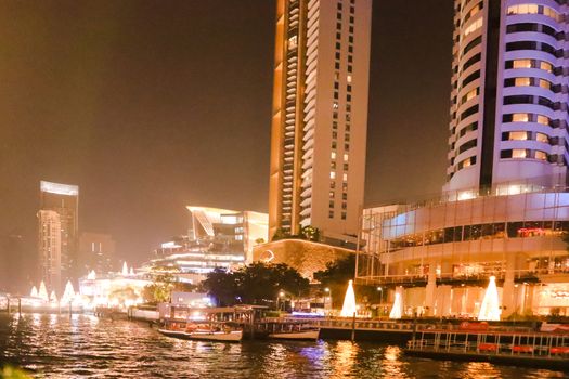 Night photo of Bangkok. Evening life in a big city