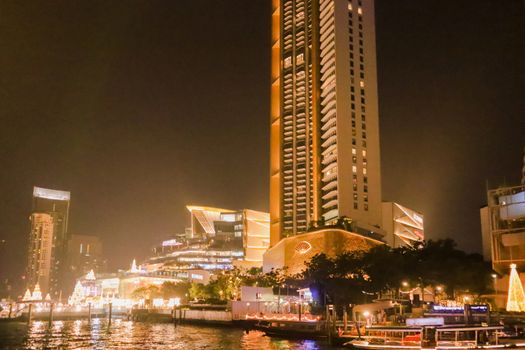 Night photo of Bangkok. Evening life in a big city