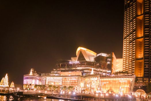 Night photo of Bangkok. Evening life in a big city