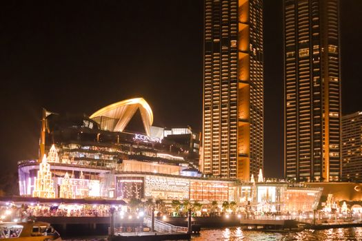 Night photo of Bangkok. Evening life in a big city