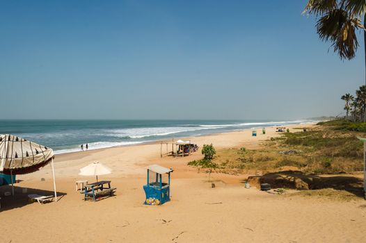 Beautiful long sandy beach in The Gambia