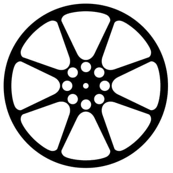 Cinema movie film reel silhouette isolated over a white background