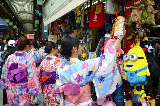 TOKYO JAPAN - MAY 28, 2018 : Kannon-dori market shopping street,this market is near Sensoji temple at Asakusa neighborhood.