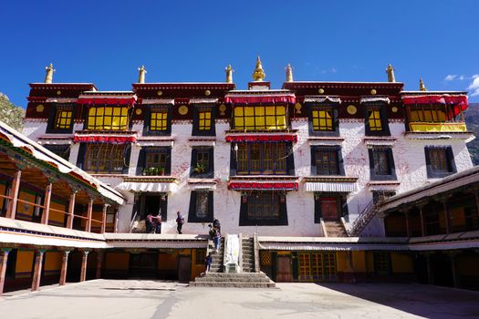Monastery  in Lhasa, Tibet. Sacred place for Buddha pupils making piligrimage in Asia.