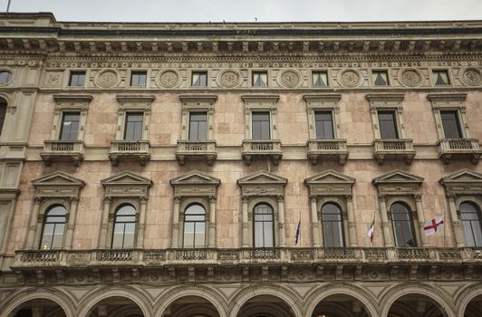 MILAN, ITALY 10 MARCH 2020: Detail of the Piazza del Duomo in Milan