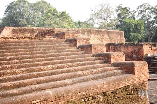 Ruins of Nalanda University at Nalanda, Bihar in India