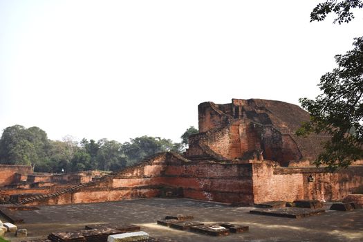 Ruins of Nalanda University at Nalanda, Bihar in India