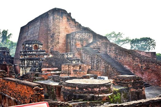 Ruins of Nalanda University at Nalanda, Bihar in India