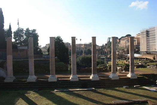 Rome and beautiful historical details in the Imperial Forums in italy